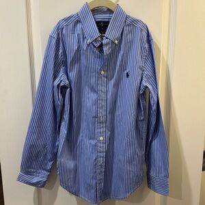 Ralph Lauren Boys Blue and White Striped Button Down